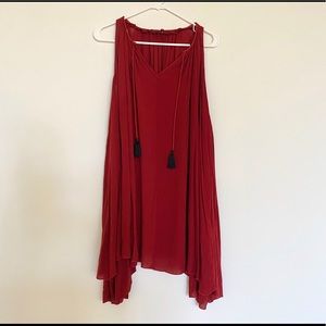 Mango Pretty Red Color Summer Soft Dress US6